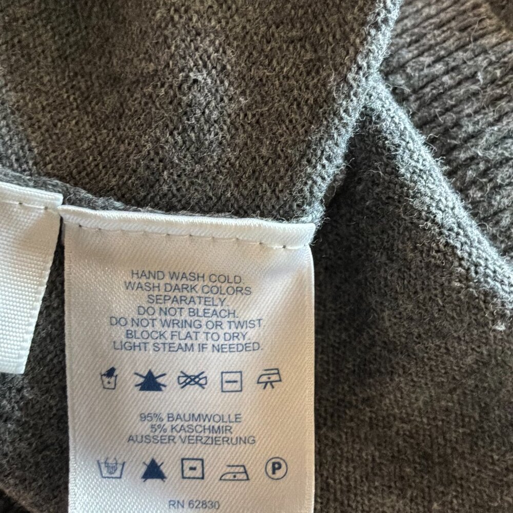 Lands End women's embroidered beaded gray cardigan cotton/cashmere size Large - Picture 11 of 12